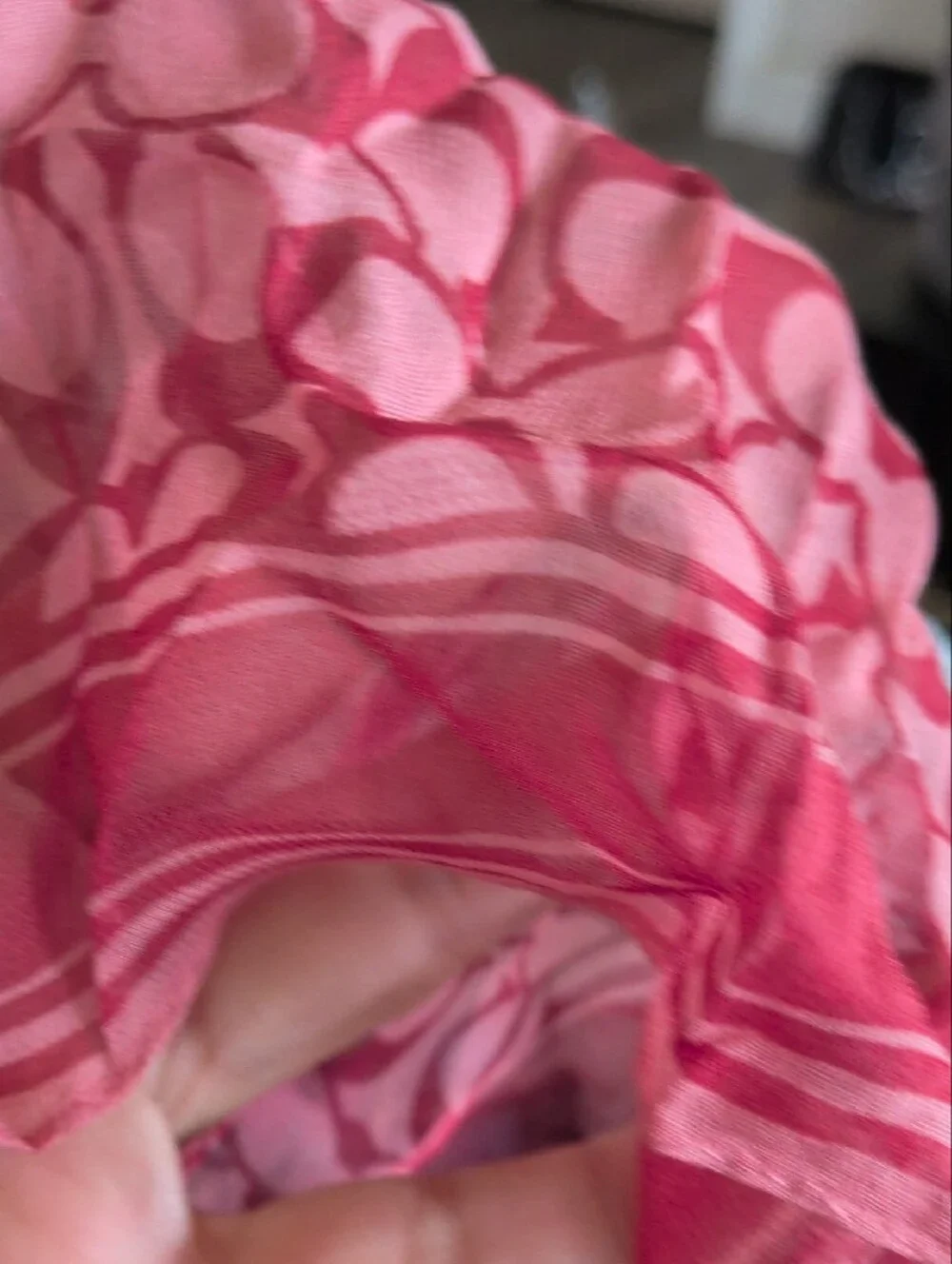 Coach Vintage Ginger Beet/Pink Olblong Silk Scarf